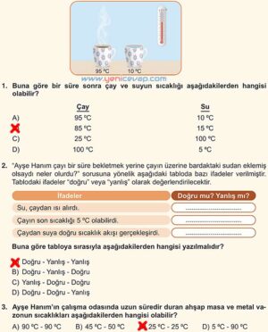 5. Sınıf Fen Bilimleri 2. Kitap Sayfa 95 96 97 98 104 Cevapları Meb