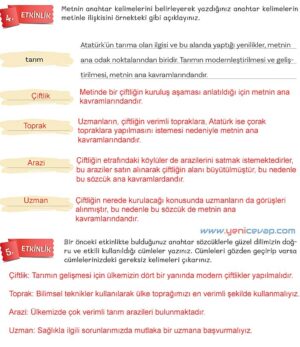 5. Sınıf Türkçe 1. Kitap Sayfa 117 120 122 123 124 125 Cevapları Meb