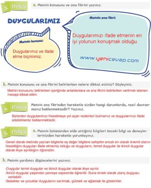 5. Sınıf Türkçe 1. Kitap Sayfa 138 139 140 141 142 Cevapları Meb