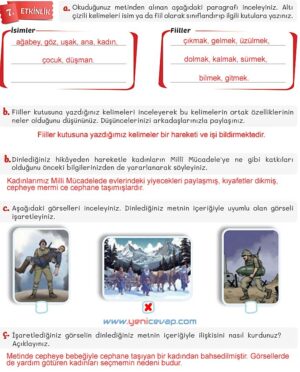5. Sınıf Türkçe 1. Kitap Sayfa 94 95 96 97 98 100 Cevapları Meb
