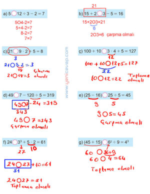 6. Sınıf Matematik Kitabı Sayfa 22 23 30 31 Cevapları Meb