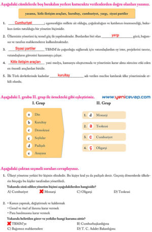 6. Sınıf Sosyal Bilgiler Kitabı Sayfa 239 240 241 244 245 246 247 248 Cevapları Evos