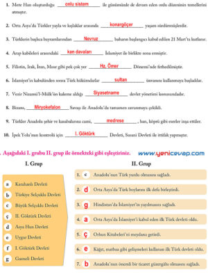 6. Sınıf Sosyal Bilgiler Kitabı Sayfa 88 89 90 91 92 93 Cevapları Evos