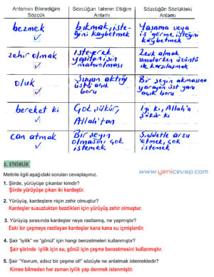 6. Sınıf Türkçe Kitabı Sayfa 111 112 113 114 115 116 Cevapları Meb