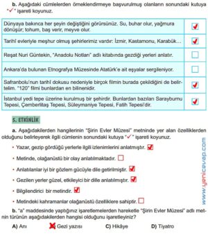 6. Sınıf Türkçe Kitabı Sayfa 244 245 246 249 250 251 Cevapları Meb