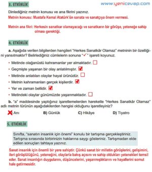 6. Sınıf Türkçe Kitabı Sayfa 257 260 261 262 Cevapları Meb