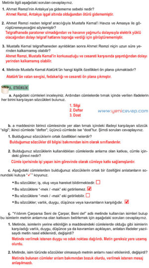 6. Sınıf Türkçe Kitabı Sayfa 50 51 52 54 55 56 57 Cevapları Meb