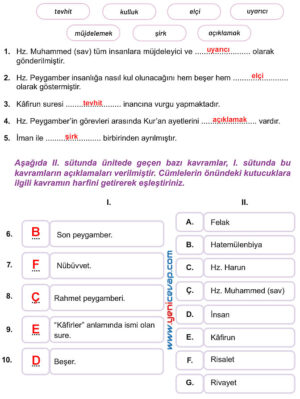 7. Sınıf Din Kültürü Kitabı Sayfa 112 113 114 115 116 117 Cevapları Meb
