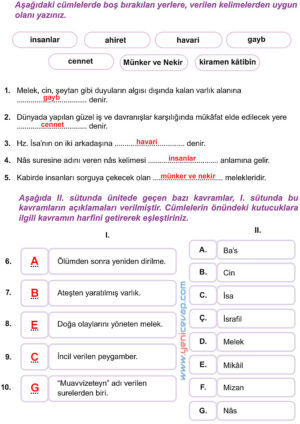 7. Sınıf Din Kültürü Kitabı Sayfa 24 26 29 32 33 34 35 36 Cevapları Meb