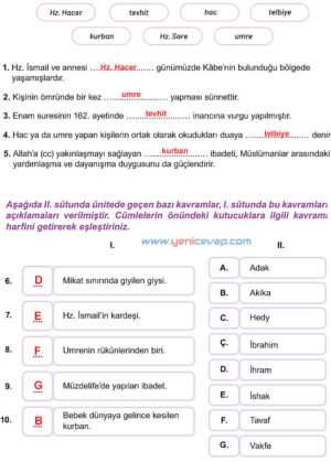 7. Sınıf Din Kültürü Kitabı Sayfa 61 64 65 66 67 Cevapları Meb