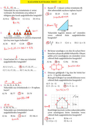 7. Sınıf Matematik Kitabı Sayfa 104 105 106 111 112 113 114 Cevapları Meb