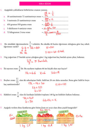 7. Sınıf Matematik Kitabı Sayfa 115 116 117 121 124 125 128 Cevapları Meb