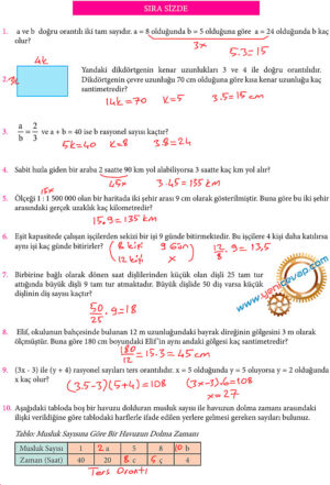 7. Sınıf Matematik Kitabı Sayfa 129 135 136 137 138 142 Cevapları Meb