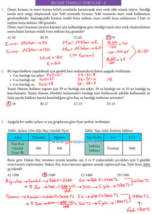7. Sınıf Matematik Kitabı Sayfa 143 144 145 146 147 148 150 Cevapları Meb