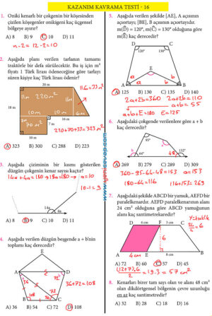7. Sınıf Matematik Kitabı Sayfa 200 201 202 207 208 209 Cevapları Meb