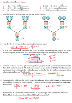 7. Sınıf Matematik Kitabı Sayfa 25 29 30 31 32 33 Cevapları Meb