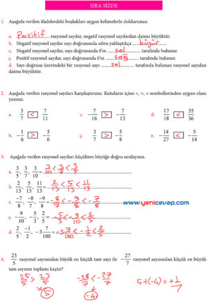 7. Sınıf Matematik Kitabı Sayfa 56 57 58 59 65 66 Cevapları Meb
