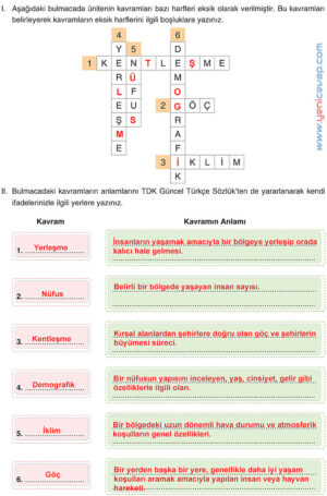 7. Sınıf Sosyal Bilgiler Kitabı Sayfa 104 105 106 107 108 109 112 Cevapları Yıldırım