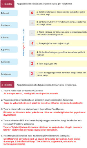 7. Sınıf Türkçe Kitabı Sayfa 151 152 154 155 156 157 158 160 Cevapları Meb
