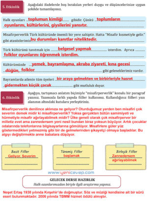 7. Sınıf Türkçe Kitabı Sayfa 162 163 164 165 166 167 168 169 Cevapları Meb