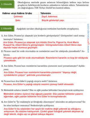 7. Sınıf Türkçe Kitabı Sayfa 248 250 251 252 253 254 255 Cevapları Meb