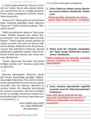 7. Sınıf Türkçe Kitabı Sayfa 37 38 39 41 44 45 Cevapları Meb
