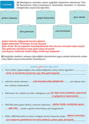 7. Sınıf Türkçe Kitabı Sayfa 48 50 51 52 53 54 56 57 58 Cevapları Meb